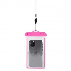 PVC vízálló telefontok zsinórral rózsaszín