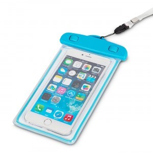 PVC vízálló telefontok zsinórral kék