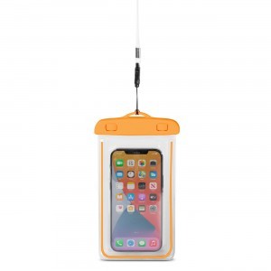 PVC vízálló telefontok zsinórral narancssárga