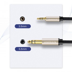 Ugreen AV127 3.5mm-es jack sztereó kábel 6.35mm TRS-hez - 2m szürke-2