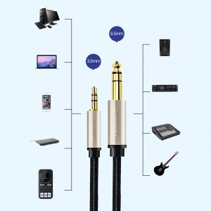 Ugreen AV127 3.5mm-es jack sztereó kábel 6.35mm TRS-hez - 2m szürke-5