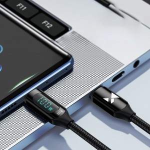 Wozinsky WUCCC2 USB C - USB C kábel kijelzővel PD 100W 2m fekete