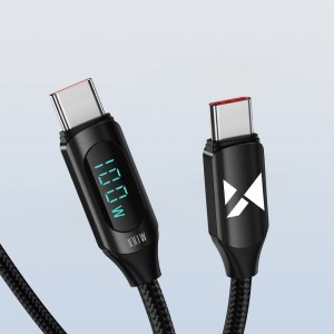 Wozinsky WUCCC1 USB C - USB C kábel kijelzővel 100W 1m fekete