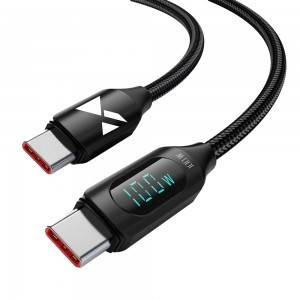 Wozinsky WUCCC1 USB C - USB C kábel kijelzővel 100W 1m fekete
