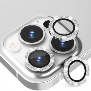 iPhone 14 Pro/14 Pro Max Diamond kameralencsevédő üvegfólia ezüst