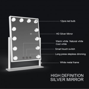 Hollywood tükör, sminkes tükör, LED asztali sminktükör fehér (DP330)-13