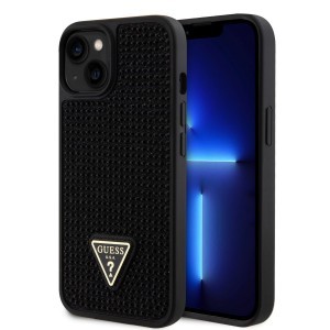 iPhone 15 Plus Guess Rhinestones Triangle Metal Logo tok fekete (GUHCP15MHDGTPK)