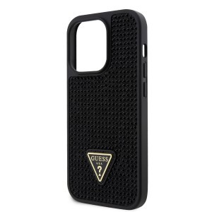iPhone 15 Pro Max Guess Rhinestones Triangle Metal Logo tok fekete (GUHCP15XHDGTPK)
