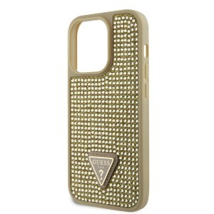 iPhone 15 Pro Guess Rhinestones Triangle Metal Logo tok arany (GUHCP15LHDGTPD)
