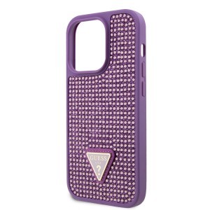 iPhone 15 Pro Guess Rhinestones Triangle Metal Logo tok lila (GUHCP15LHDGTPU)