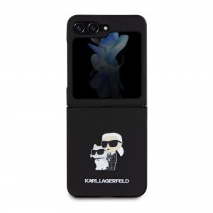 Samsung Galaxy Z Flip 5 Karl Lagerfeld PU Saffiano Karl és Choupette NFT tok fekete (KLHCZF5SAKCNPK)