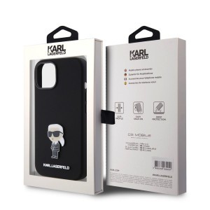 iPhone 15 Karl Lagerfeld Liquid Silicone Metal Ikonik tok fekete (KLHCP15SSMHKNPK)