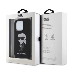 iPhone 15 Pro Max Karl Lagerfeld Liquid Silicone Crossbody Ikonik tok fekete (KLHCP15XSCBSKNK)