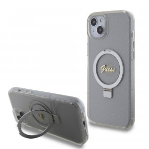 iPhone 15 Plus Guess IML Ring Stand Glitter MagSafe tok átlátszó (GUHMP15MHRSGSD)