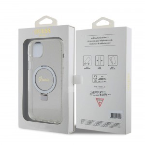 iPhone 15 Plus Guess IML Ring Stand Glitter MagSafe tok átlátszó (GUHMP15MHRSGSD)