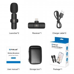 PULUZ vezeték nélküli mikrofon (2 adó + 1 vevő iOS) lightning csatlakozással (PU3150B)-2