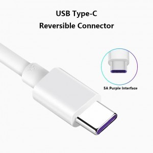 USB-A - USB-C 5A kábel 1m, fehér