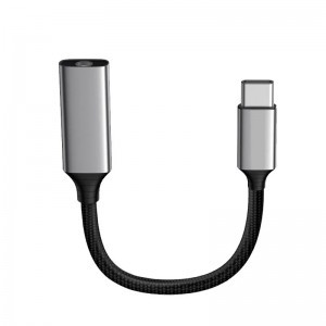 USB Type C - 3.5mm jack átalakító adapter (DAC) 10cm, szürke 24bit 96KHz, TRRS