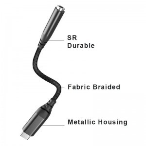 USB Type-C - 3.5mm jack átalakító adapter fekete (DAC chip) 32bit 384MHz, TRRS