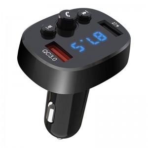 Bluetooth FM Transmiter XO BCC03, QC 3.0, 2x USB, 18W fekete