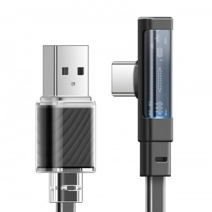 Mcdodo USB - USB-C CA-3423 kábel 90 fokos könyökkel 1.8m LED fekete