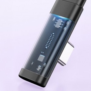 Mcdodo USB-C - USB-C CA-3450 kábel 90 fokos könyökkel 1.2m LED fekete