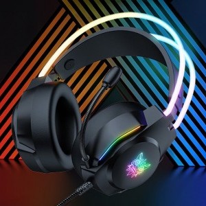 ONIKUMA X26 gaming, gamer fejhallgató fekete RGB