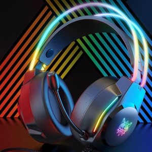 ONIKUMA X26 gaming, gamer fejhallgató fekete RGB