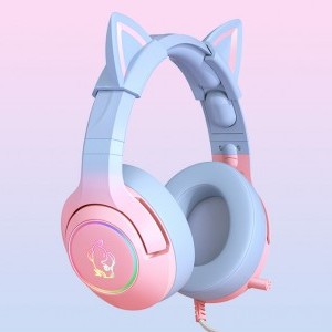 ONIKUMA K9 gaming, gamer fejhallgató rózsaszín-kék