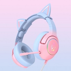 ONIKUMA K9 gaming, gamer fejhallgató rózsaszín-kék