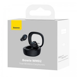 Baseus Bowie WM02 TWS fülhallgató fekete Bluetooth