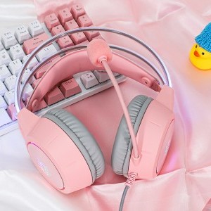 ONIKUMA X15Pro gaming, gamer fejhallgató rózsaszín