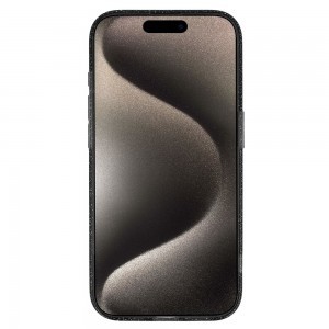 iPhone 15 Pro Max Glitter MagSafe tok fekete áttetsző