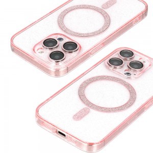 iPhone 13 Pro Max Glitter MagSafe tok rózsaszín áttetsző