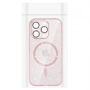 iPhone 13 Pro Glitter MagSafe tok rózsaszín áttetsző