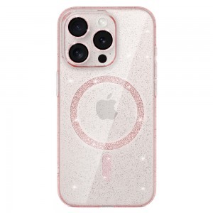 iPhone 14 Glitter MagSafe tok rózsaszín áttetsző