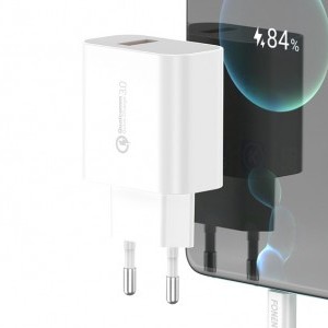 Foneng EU46 hálózati töltő adapter QC3.0 18W + USB-A - Lightning kábel