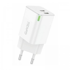 Foneng hálózati töltő adapter 2x USB-C GaN 35W QC4.0+, PD3.0