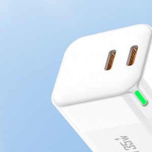 Foneng hálózati töltő adapter 2x USB-C GaN 35W QC4.0+, PD3.0