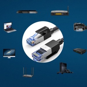 Ugreen NW153 fonott hálózati kábel, Ethernet RJ45, Cat.8, F / FTP, 1m (fekete)