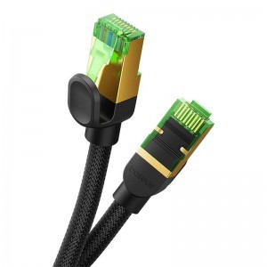 Baseus fonott hálózati kábel cat.8 Ethernet RJ45, 40Gbps, 0.5m (fekete)