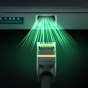 Baseus fonott hálózati kábel cat.8 Ethernet RJ45, 40Gbps, 0.5m (fekete)