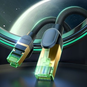 Baseus fonott hálózati kábel cat.8 Ethernet RJ45, 40Gbps, 2m (fekete)