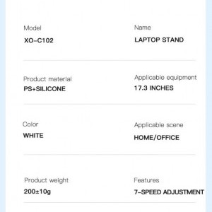 XO laptop tartó állvány C102 fehér