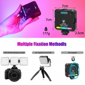 LUXCEO W64 mini RGB LED lámpa, világítás 2500-9000K beépített akkumulátorral-3