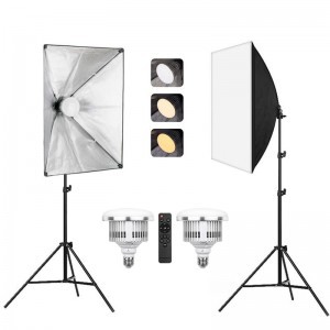 Jackal SB85+ Softbox szett 2x 85W E27 3200K-5500K LED izzóval, 2x 2m állvánnyal, távirányítóval-1