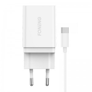 Foneng K300 USB-A hálózati töltő adapter + USB-A - USB-C kábel (fehér)
