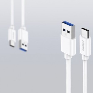 Foneng EU35 hálózati töltő adapter 2x USB-A + USB-A - USB-C kábel 2.4A (fehér)-2