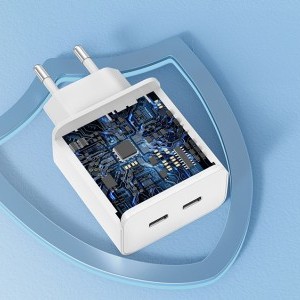 Foneng EU50 hálózati töltő adapter 2x USB-C PD 35W (fehér)