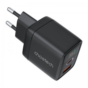 Choetech PD6052 hálózati töltő adapter GAN3 USB-A + USB-C PD35W (fekete)